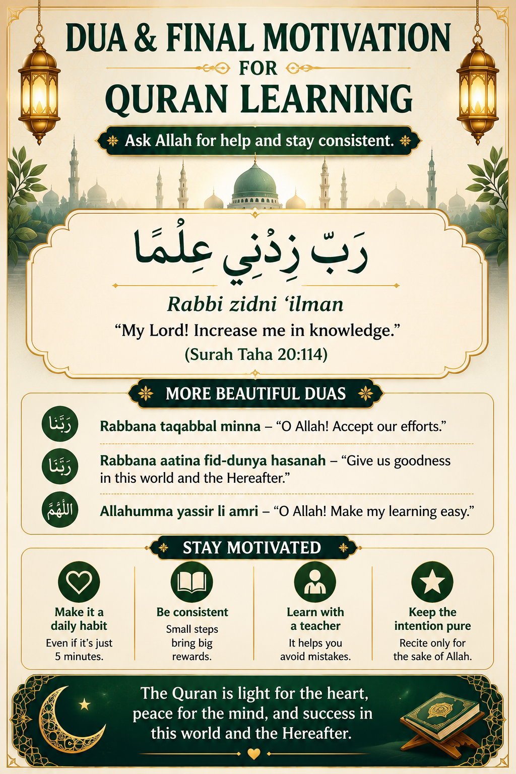 Muslim making dua before starting to read the Quran