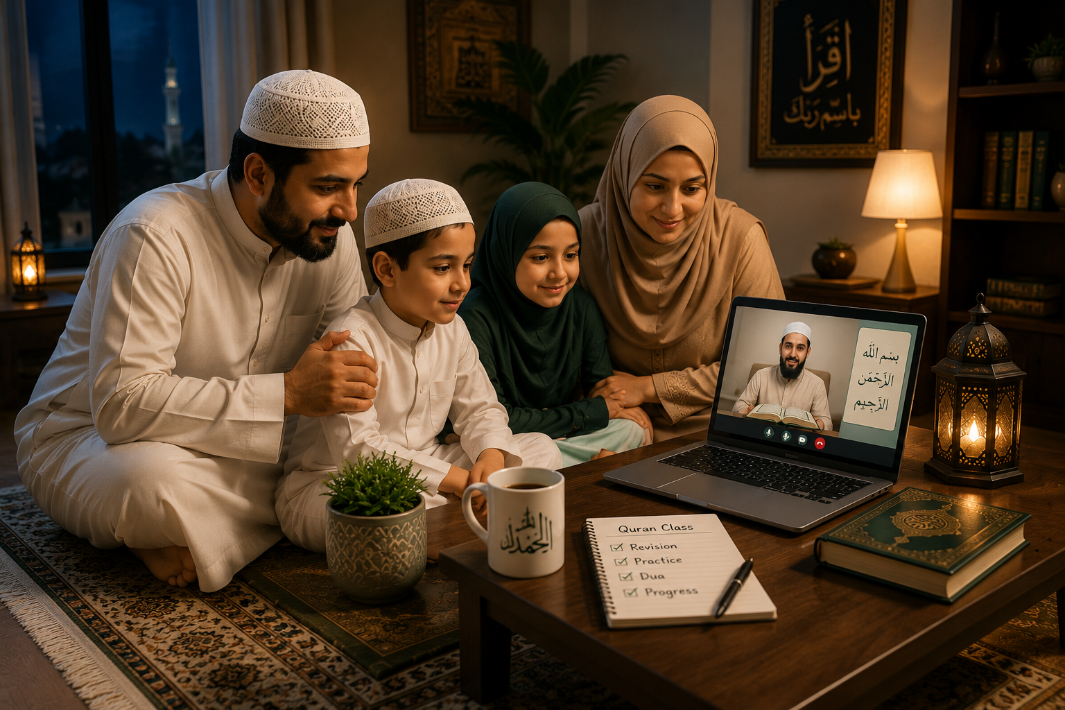 Online Quran classes for kids and adults — a family learning together at home