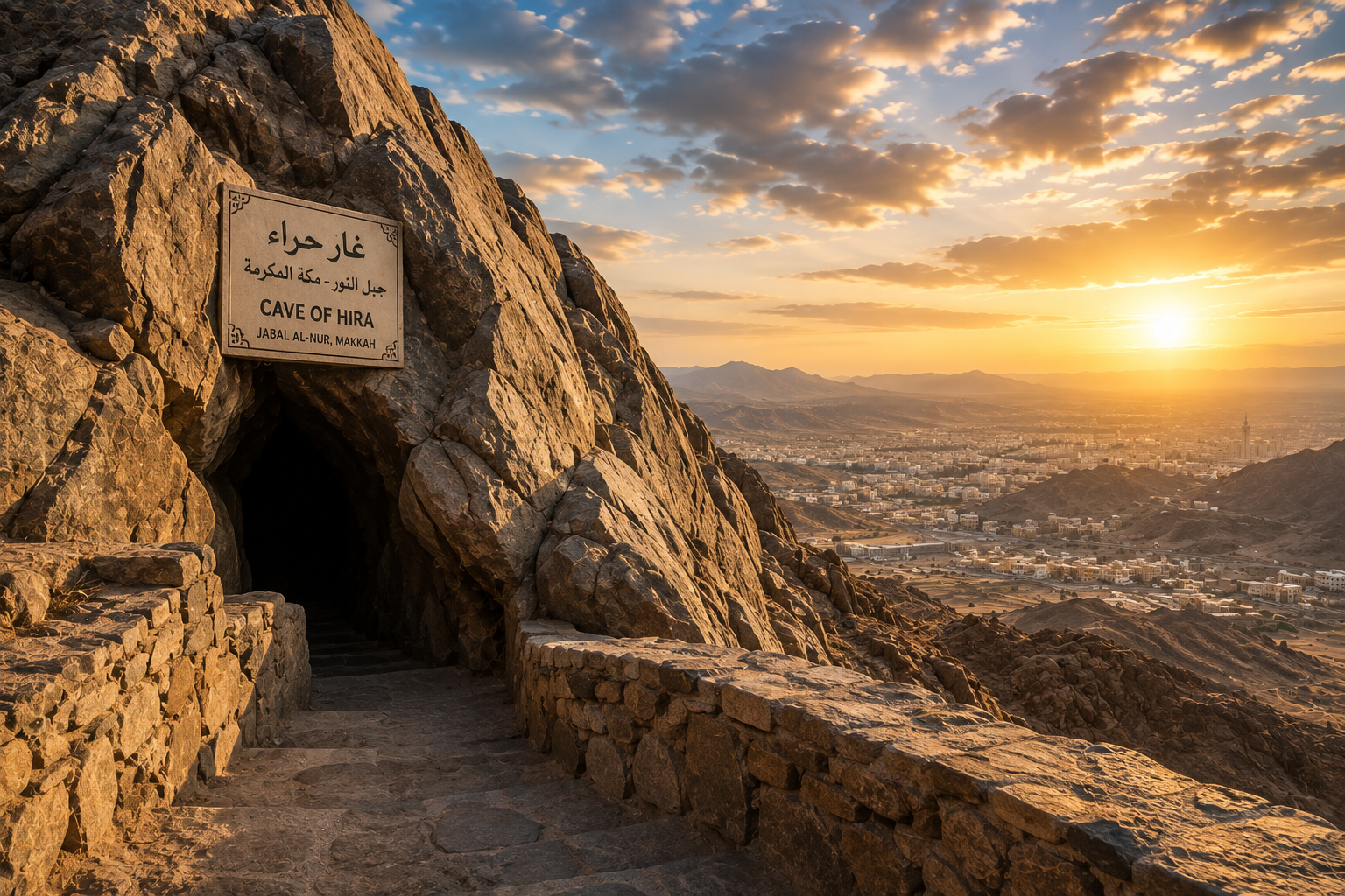 The Cave of Hira on Jabal al-Nur outside Makkah, where Prophet Muhammad ﷺ received the first revelation