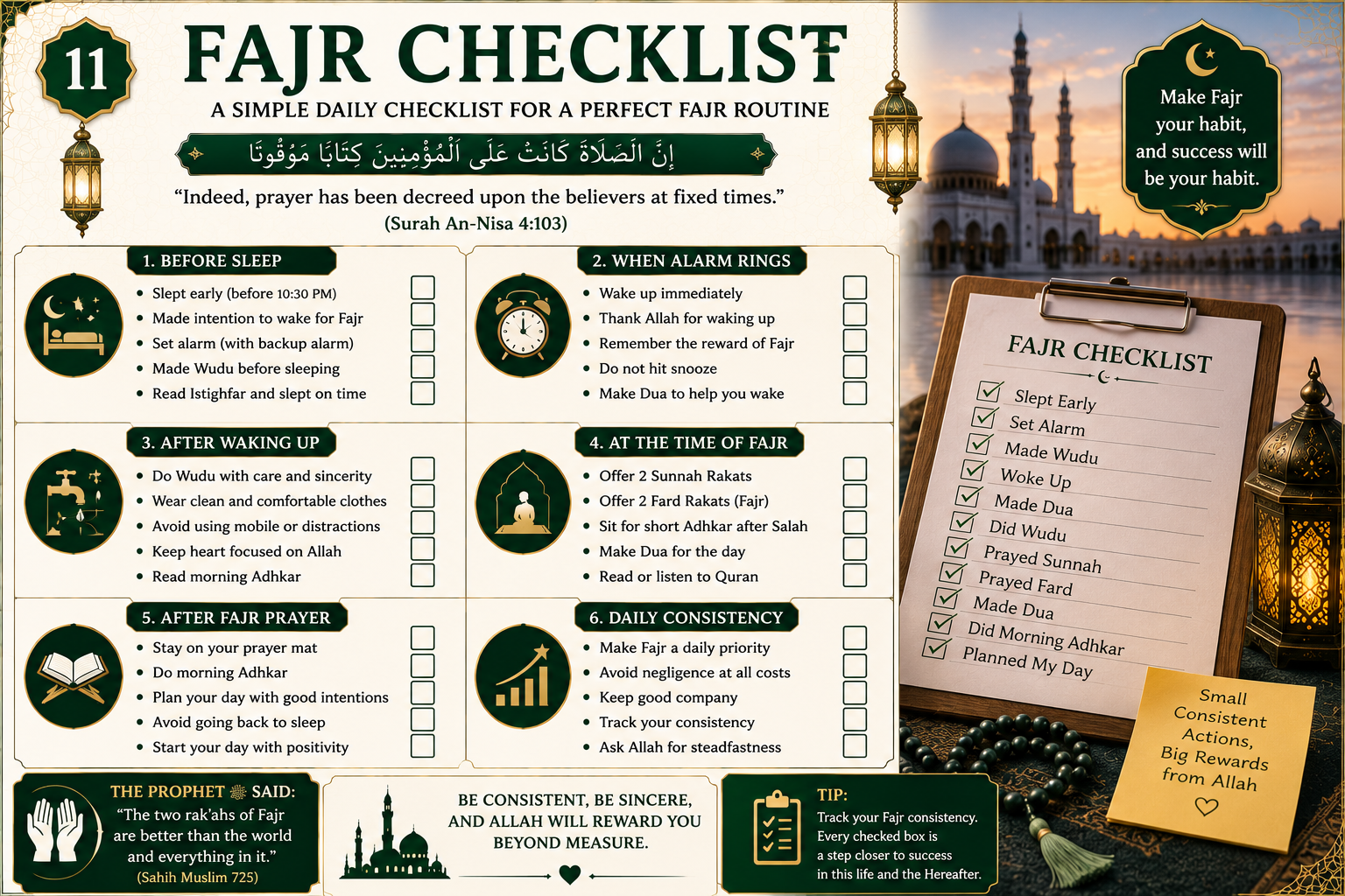 Fajr prayer checklist for beginners