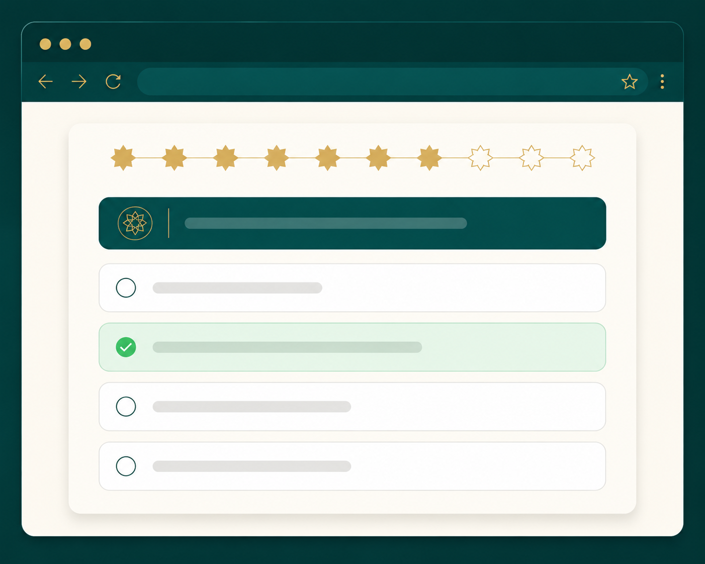 Screenshot of the Islam basics quiz interface showing a question, four answer choices, and an explanation panel