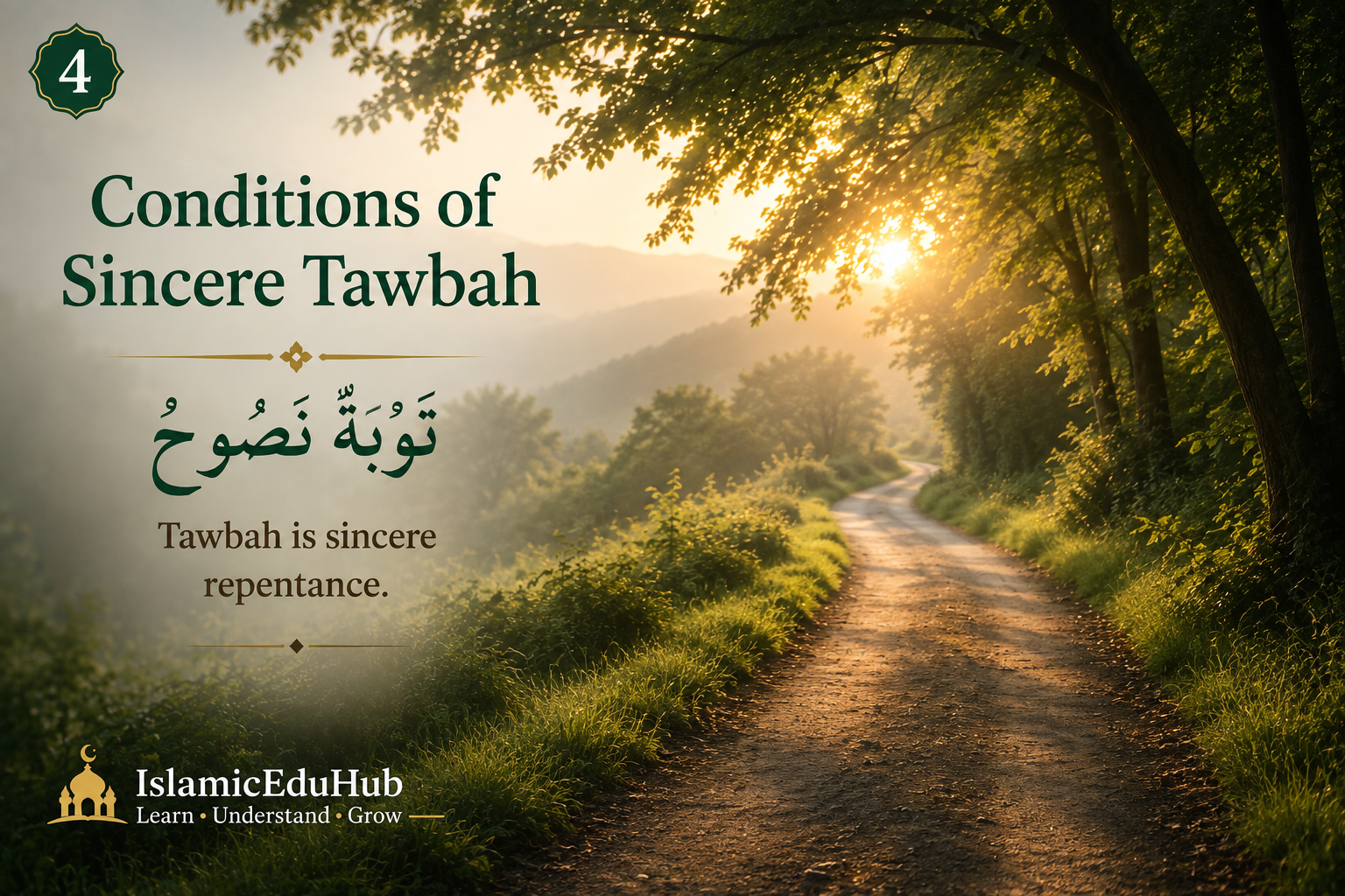 A quiet path symbolizing the return to Allah through Tawbah