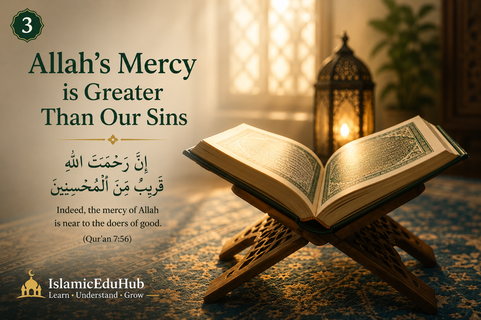 Open Quran symbolizing Allah's mercy and forgiveness
