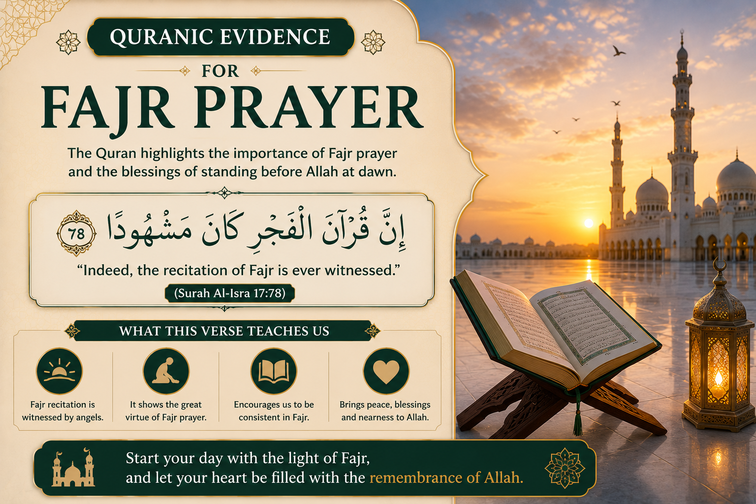 Quranic evidence for Fajr prayer - Surah Al-Isra 17:78