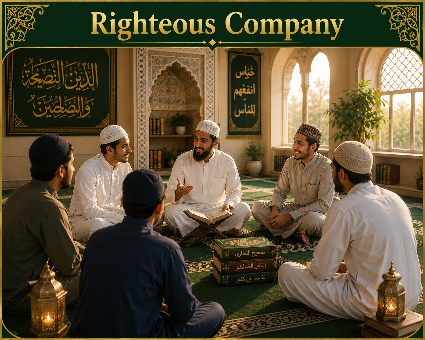 Righteous company and community at a mosque study circle