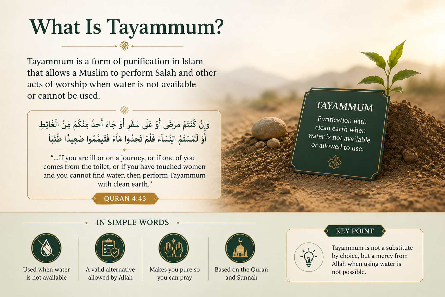 What is Tayammum in Islam — dry ablution with clean earth