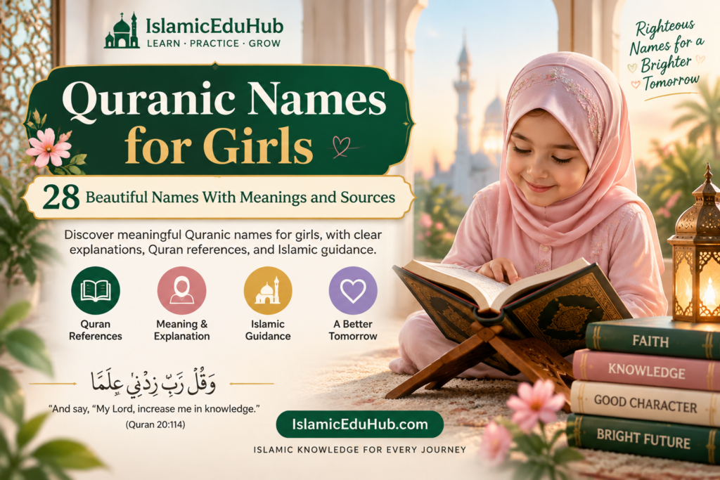 Quranic names for girls with meanings, Quran references, and Islamic naming guidance