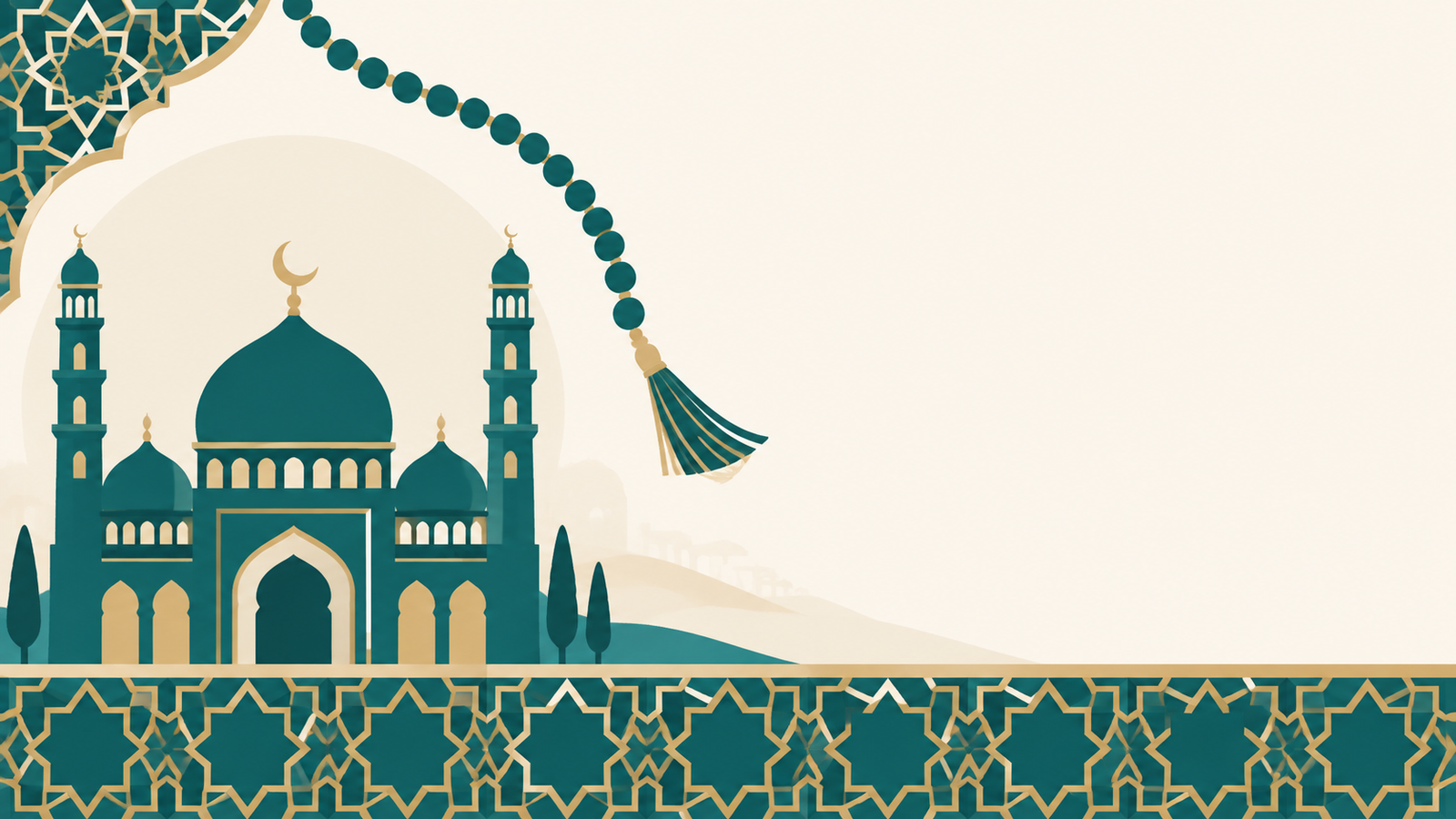 Rakat calculator hero illustration showing prayer beads and a daily rak'ah tally card