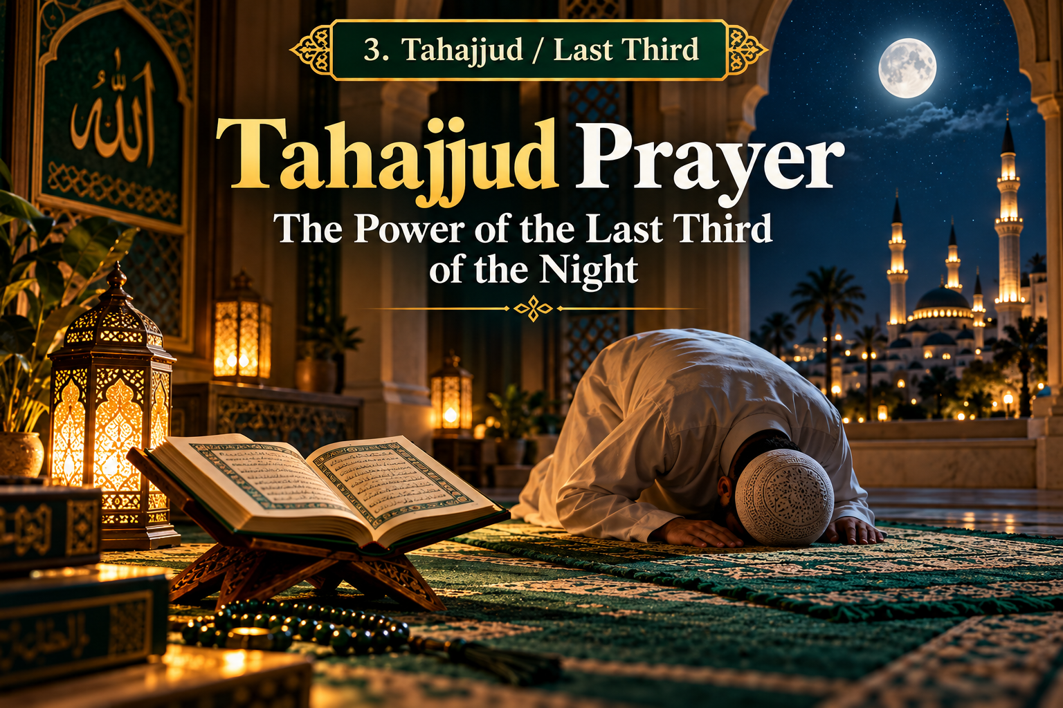 Person praying Tahajjud at home in the last third of the night during Ramadan